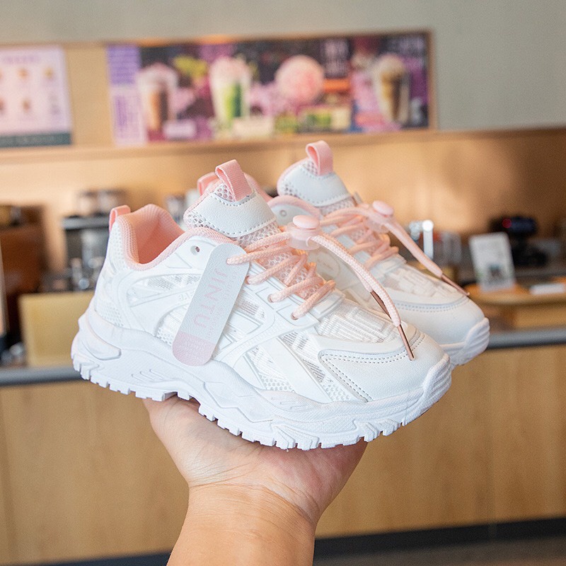 Giày thể thao trẻ em full trắng, chống trơn trượt cho bé trai bé gái