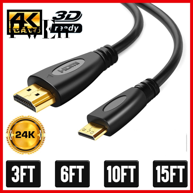 High-Speed Mini HDMI to HDMI Cable Adapter HDMI A to HDMI Mini Type C 4K HDMI Cable