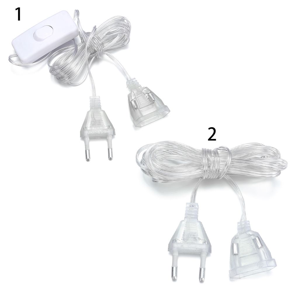 Dây đèn LED nối dài 3m 220V trong suốt kèm công tắc kiểu Châu Âu trang trí giáng sinh