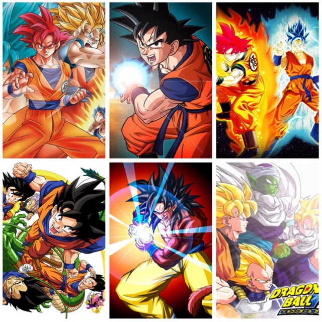 Poster 7 viên Ngọc rồng poster anime gdragon 1-5 tấm khổ a4