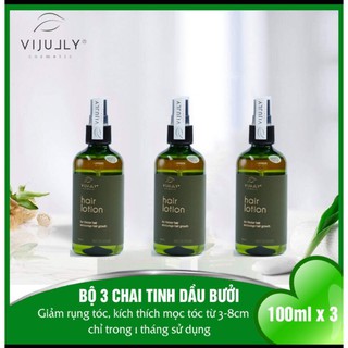 Bộ 3 Chai Xịt Dưỡng Hair Lotion, Tinh dầu bưởi Vijully, Ngăn Ngừa Rụng Tóc, Kích Thích Mọc Tóc, 100ml(KÈM QUÀ TẶNG)