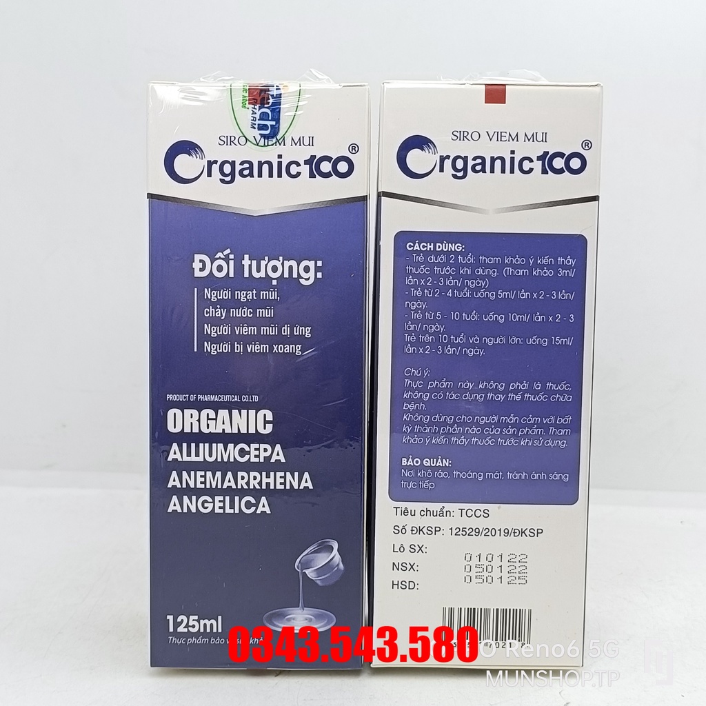 SIRO VIÊM MŨI ORGANIC 100 chai 125ml