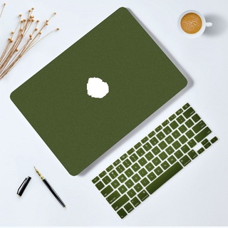 Combo ốp + phủ phím Mácbook xanh rêu (Tặng kèm nút chống bụi và bộ chống gãy sạc)