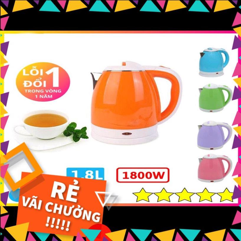 Ấm Siêu Tốc Đun Nước Electric Kettle Dung Tích 1.8 Lít Loại 2 Lớp Màu, Bảo Hành 6 Tháng Lỗi Đổi Mới
