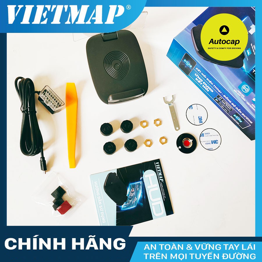 VIETMAP HUD H1AS Màn Hình Hiển Thị Thông Tin Xe Hơi có Cảnh báo thông tin giao thông dẫn đường và theo dõi áp suất lốp