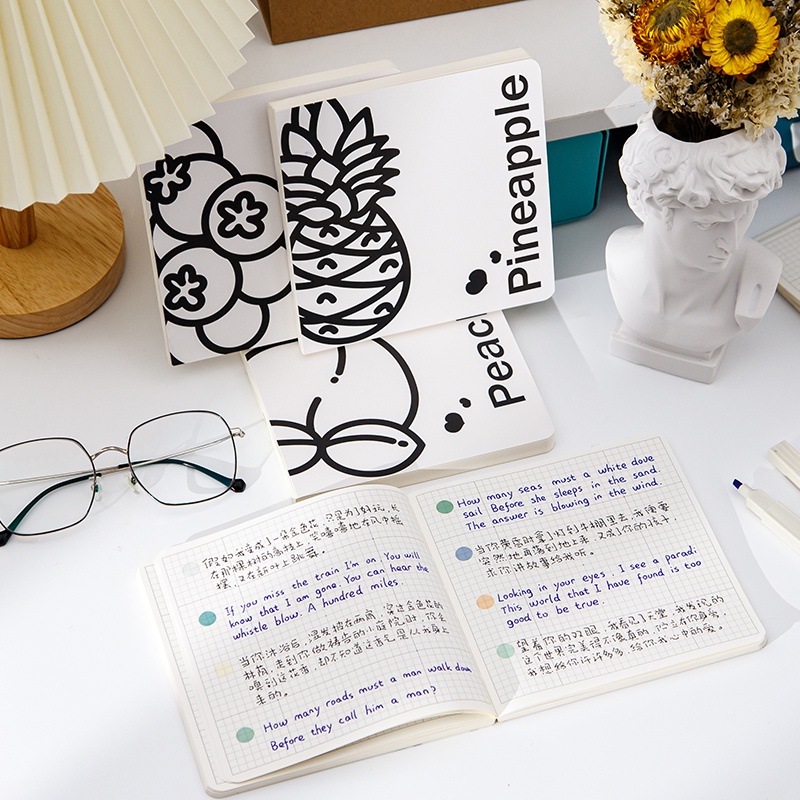 Set 100 Tấm Sổ Tay Hình Vuông Họa Tiết Trái Cây Đơn Giản Xinh Xắn