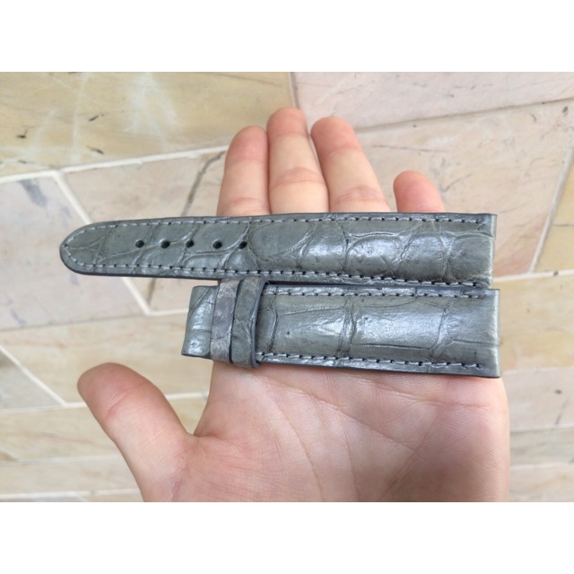 Dây Đồng Hồ Da Cá Sấu Màu Xám size 20-22