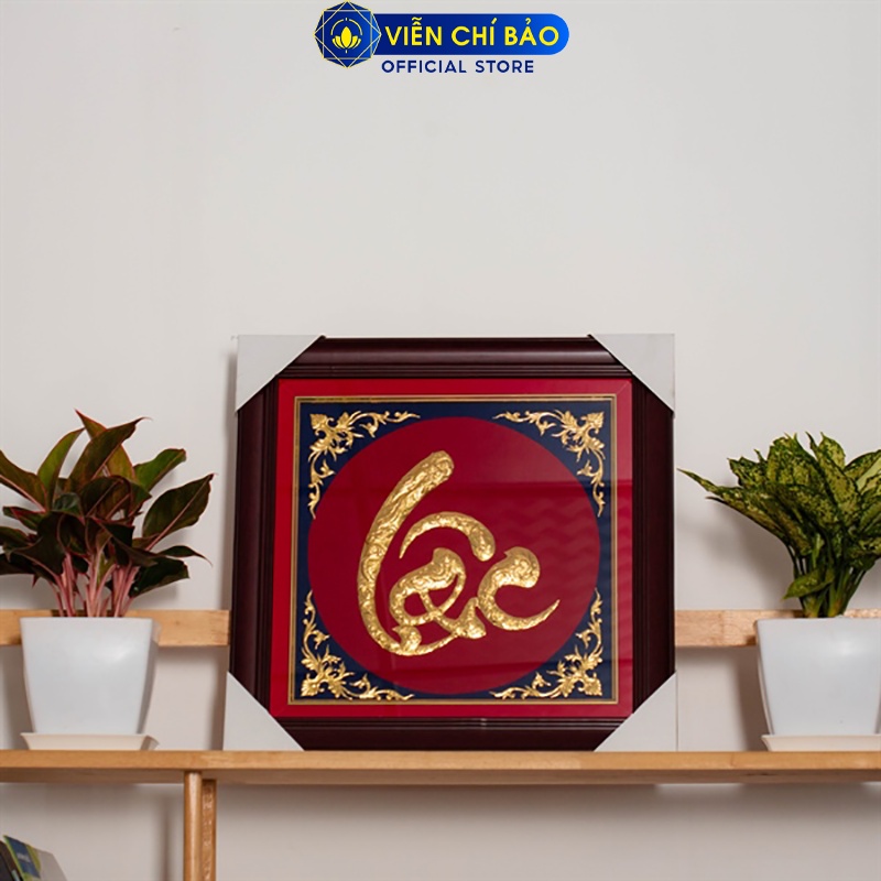 Tranh chữ thư pháp Phúc Lộc Thọ dát vàng 24k trang trí nhà cửa quà tặng cao cấp Viễn Chí Bảo M600152