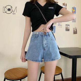 Quần short denim đơn giản dễ phối đồ thời trang phong cách Hàn Quốc cho nữ