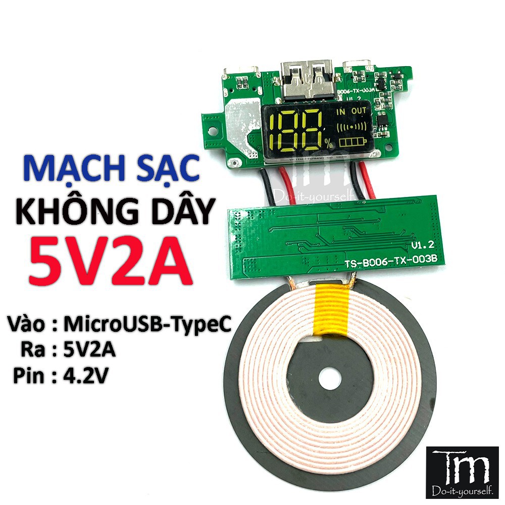 Mạch Sạc Dự Phòng 5V 2A HIển Thị LCD Không Dây