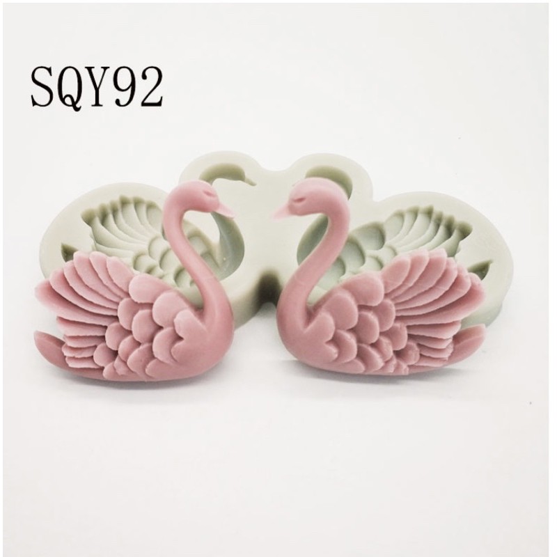 silicon 2 thiên nga tạo hình trang trí bánh