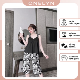 Đồ ngủ Pyjama lụa latin, bộ lửng lụa latin nơ cao cấp 46 - 67kg