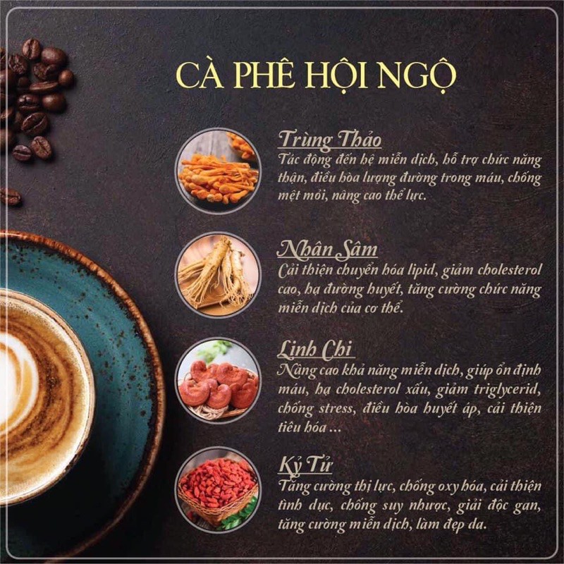 [NGUYÊN CHẤT] Cà phê Trùng thảo TIENS hộp 12 gói Mix Nhân sâm Linh chi Kỷ tử hàng xuất khẩu | BigBuy360 - bigbuy360.vn