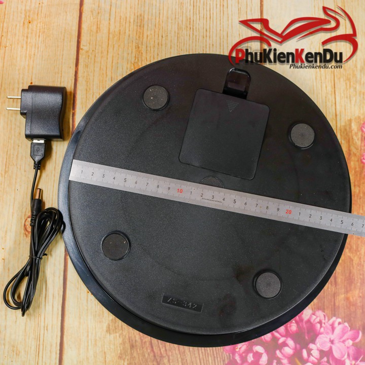 Bàn xoay, đế xoay 360, size 30CM, tải 5KG, mặt mâm phản chiếu đen bóng, xoay mô hình, kính mát, giày dép, dùng PIN+ĐIỆN