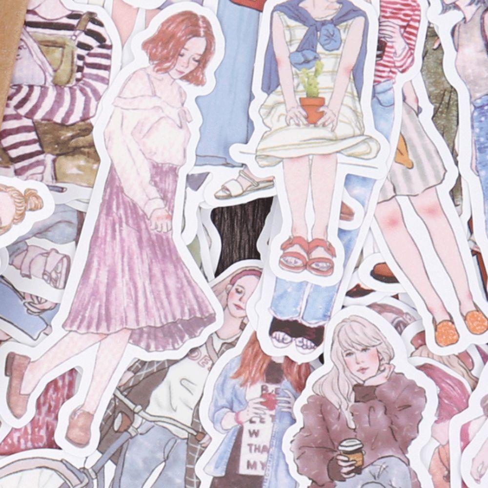 Set 100 Sticker Dán Trang Trí Sổ Tay DIY Hình Cô Gái Mori