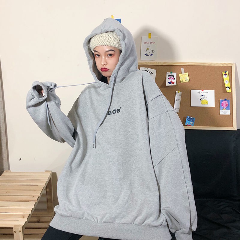 Áo Hoodie Màu Xanh Lá Dạ Quang Dáng Rộng Phong Cách Hàn Quốc Harajuku Cho Nữ Sinh