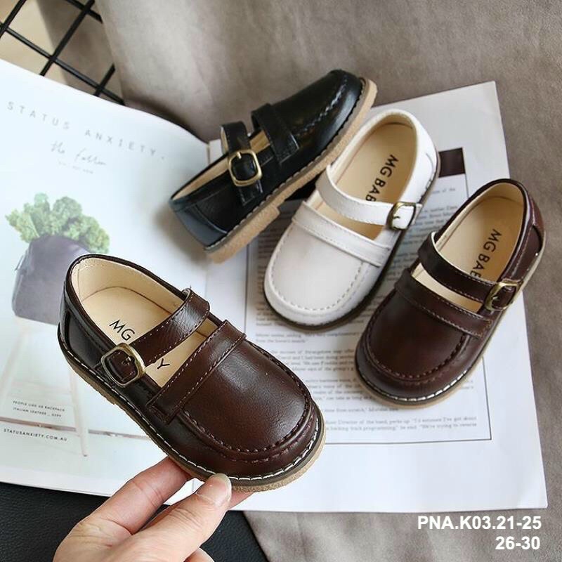 Giầy bệt da cho bé gái size 26-30 màu nâu
