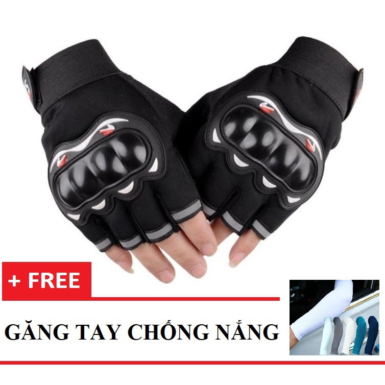 ✔️✔️ Găng tay nam hở ngón thể thao có gù nhựa + TẶNG 1 ĐÔI GĂNG TAY CHỐNG NẮNG