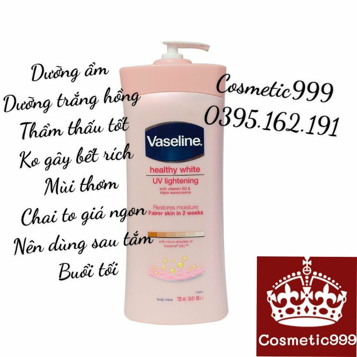 [Auth-usa-sẵn] sữa dưỡng thể trắng da vaseline healthy white uv lightening -725mlcosmetic999