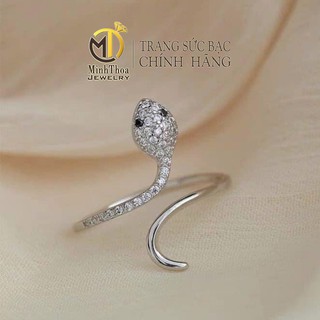 Nhẫn bạc nữ đẹp, kiểu nhẫn hở hình rắn cá tính trang sức bạc ta Minh Thoa JEWELRY
