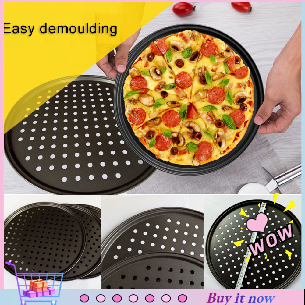 (Hàng Mới Về) Khay Nướng Bánh Pizza Bằng Thép Không Gỉ Không Dính Có Lỗ 28 / 32cm