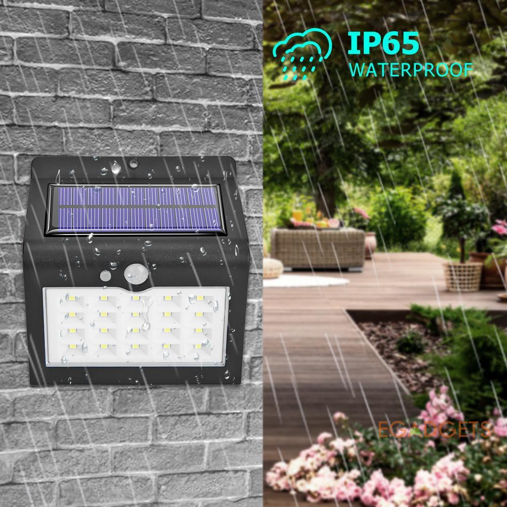 Bộ đèn LED cảm biến ngoài trời chống nước 20LED chạy năng lượng mặt trời