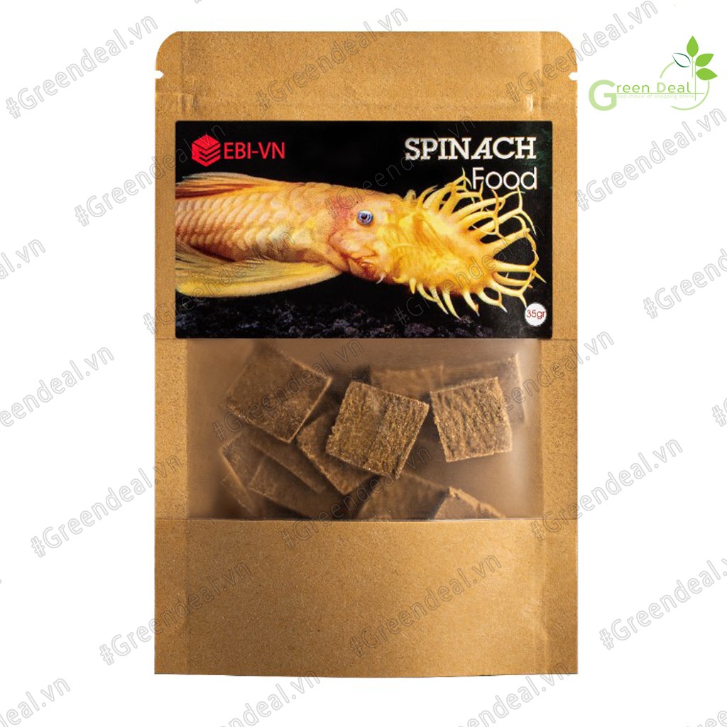EBI VN - Spinach Pleco Food (Túi 35 gram) | Thức ăn cho cá Pleco thủy sinh