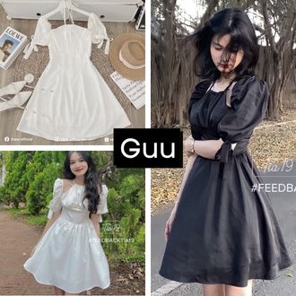 Đầm tiểu thư dáng xòe tay lỡ phong cách Hàn Quốc sang chảnh,nữ tính GUU House