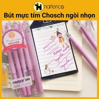 Hộp 12 cây bút Chosch 956 mực tím/xanh ngòi 0.5mm viết êm mực đều
