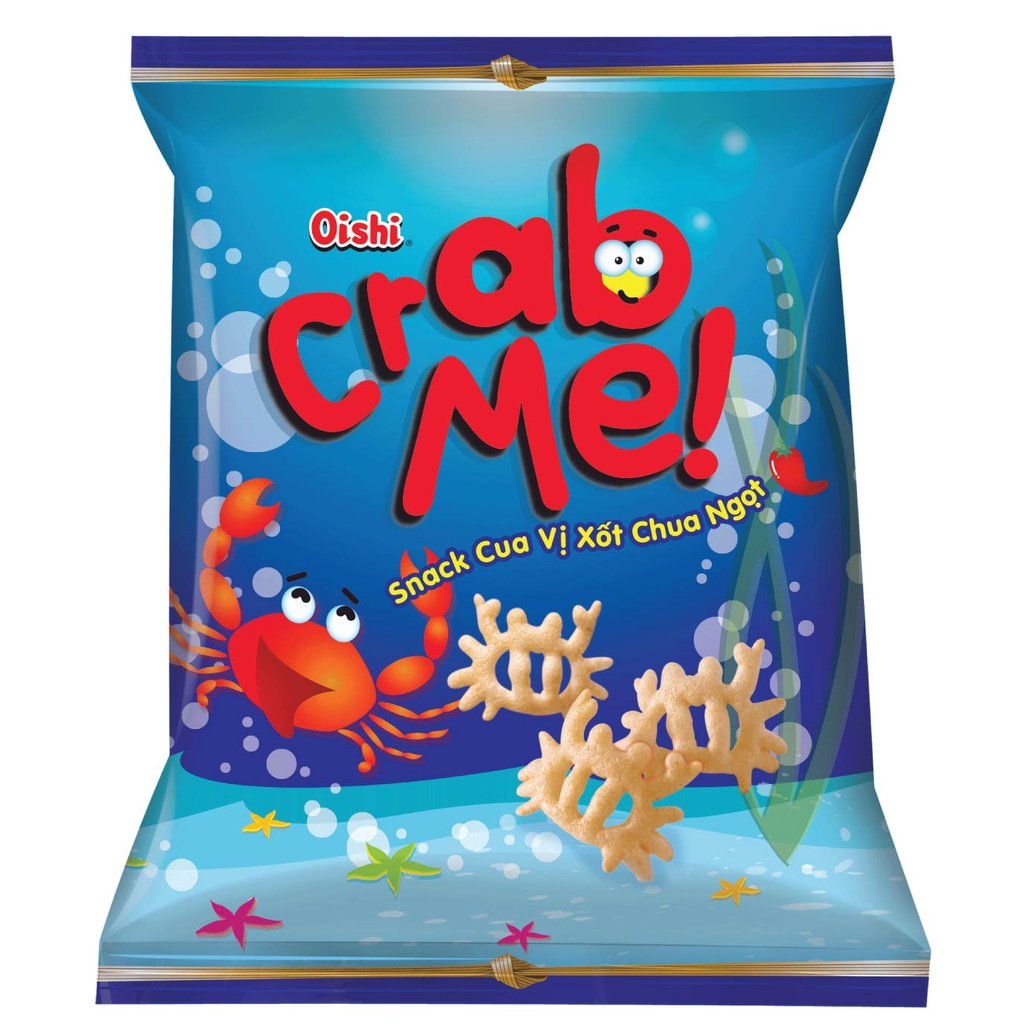 Combo1 - 6 gói snack Oishi 35g (Snack: Cua Sốt Chua Ngọt, 4X Vị Phô Mai, Hành, Cà Chua, Bí Đỏ, Phồng Mực)