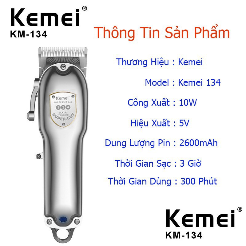 Tông đơ cắt tóc chuyên nghiệp mẫu mới kemei KM-134