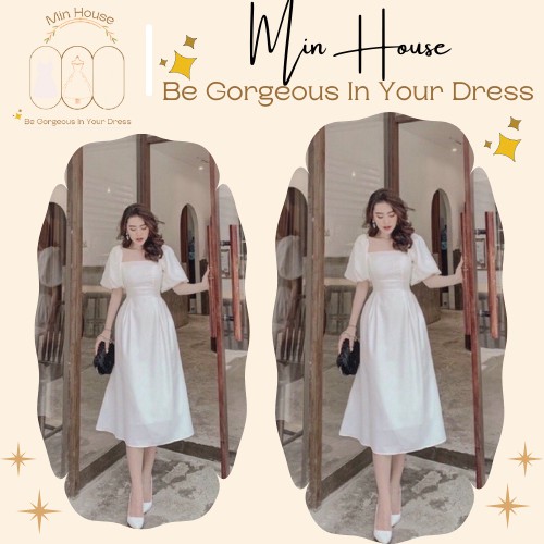 Đầm trắng dự tiệc sang chảnh_FREESHIP-HÀNG CAO CẤP LOẠI 1-đầm trắng dáng dài tay phồng siêu tôn dáng | BigBuy360 - bigbuy360.vn