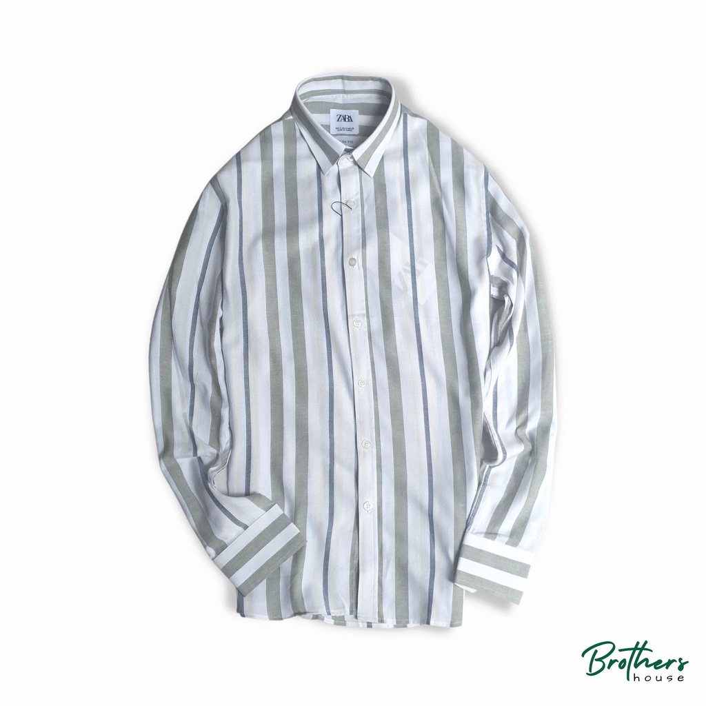 |Xịn ngon| Áo sơ mi linen Z.a.r.a kẻ sọc cực trẻ trung, thoáng mát