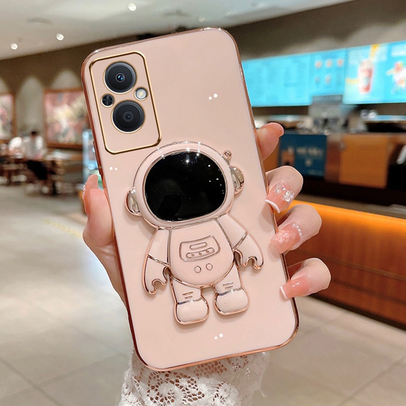 Ốp Điện Thoại Dẻo Họa Tiết Phi Hành Gia Kèm Giá Đỡ Cho OPPO Reno7 Z 5G Reno 7 Reno8 Lite OPPO Reno 8 Z 7Z 8Z