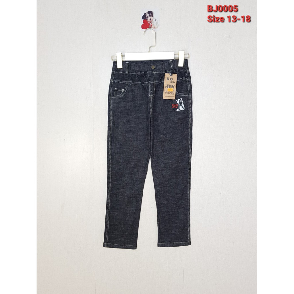 BJ0005-A1 - Quần Jean nam dài , co giãn , thêu chữ STY , màu ghi , size to 13t-18t, ri6 - Hàng Made In Vietnam