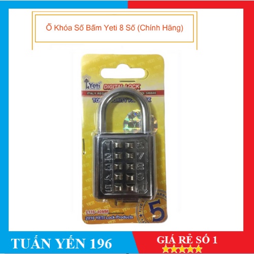 Ổ Khóa Số Bấm Yeti 8 Số (Chính Hãng) - Màu Ngẫu Nhiên