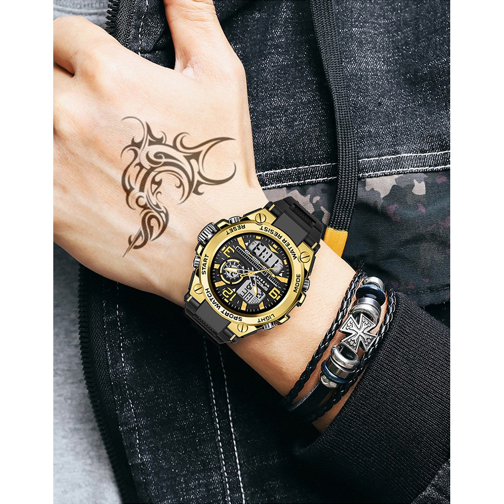 Đồng hồ Nam Sanda 6024 Chạy 2 máy - Tặng hộp +Pin