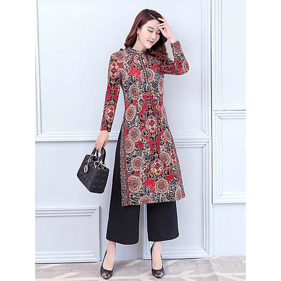 Áo dài cách tân họa tiết kiểu 4