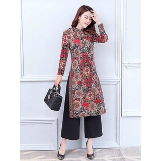 Áo dài cách tân họa tiết kiểu 4