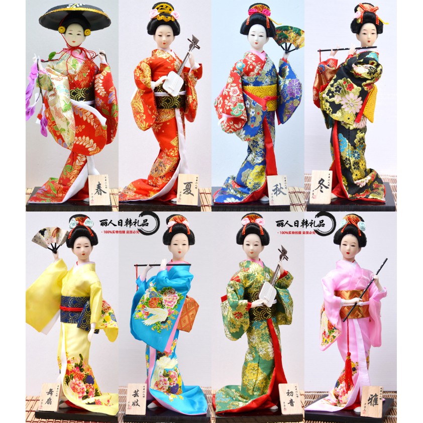 Búp bê Geisha mặc Kimono truyền thống cao 30cm thích hợp trang trí kệ sách, văn phòng, phòng đọc, phòng khách...