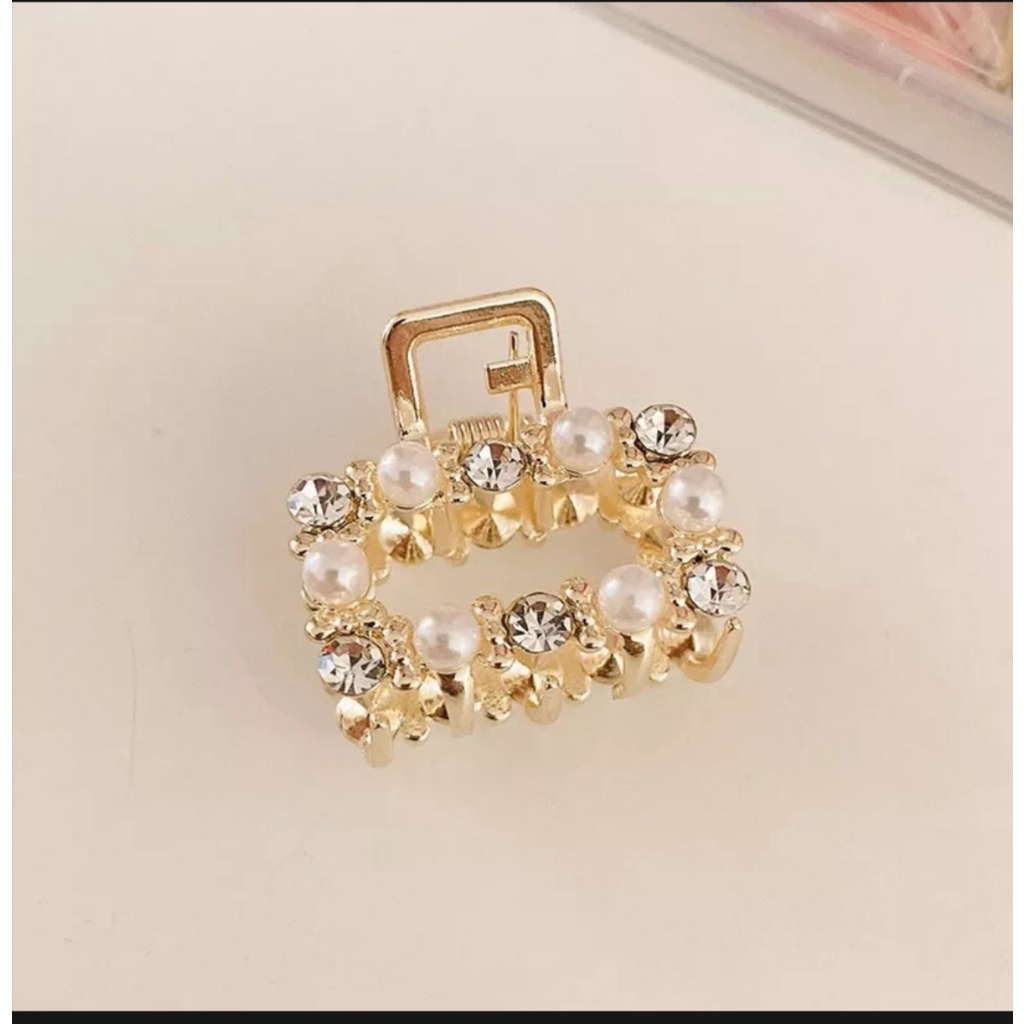 Kẹp tóc càng cua size siêu mini cặp mái đính hạt sang trọng phong cách Hàn Quốc, phụ kiện tóc KT040 - Filibra