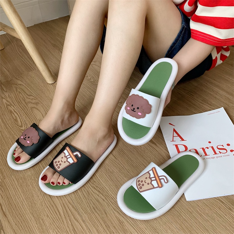 JY083- C3 - Dép đế mềm, dép  nữ đẹp xinh đi trong nhà đế tròn dễ thương gấu trà sữa cực hot fan trà sữa