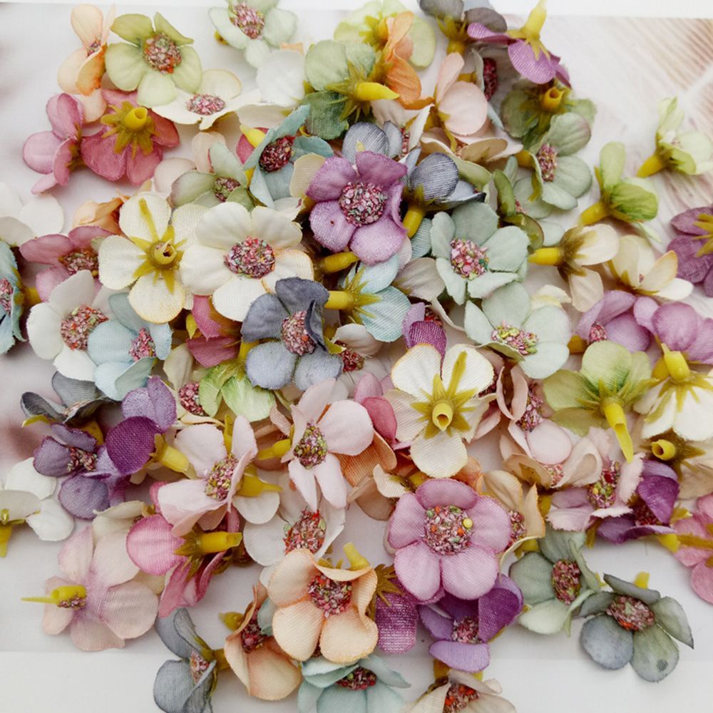 VANES1 100Pcs Artificial Flowers Garland Flower Heads Mini Silk Flowers Wedding for DIY Wreath Headdress Multicolor Home Decoration Daisy Flower