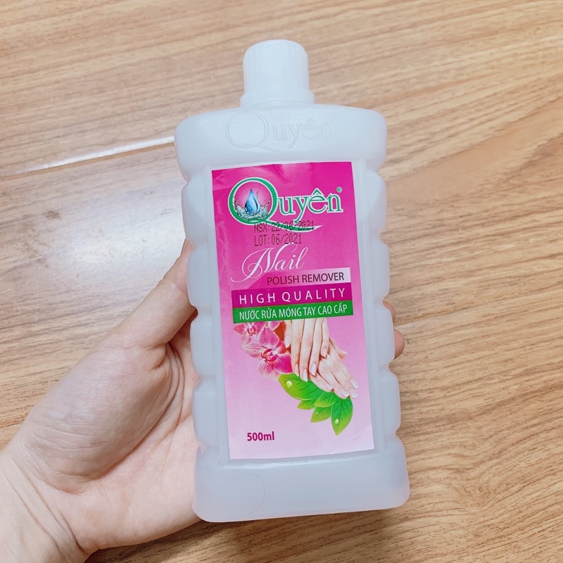 Nước rửa móng tay aceton Quyên chính hãng - Nước rửa axeton loại tốt tẩy mạnh, sạch nhanh, mùi dễ chịu (500ml)