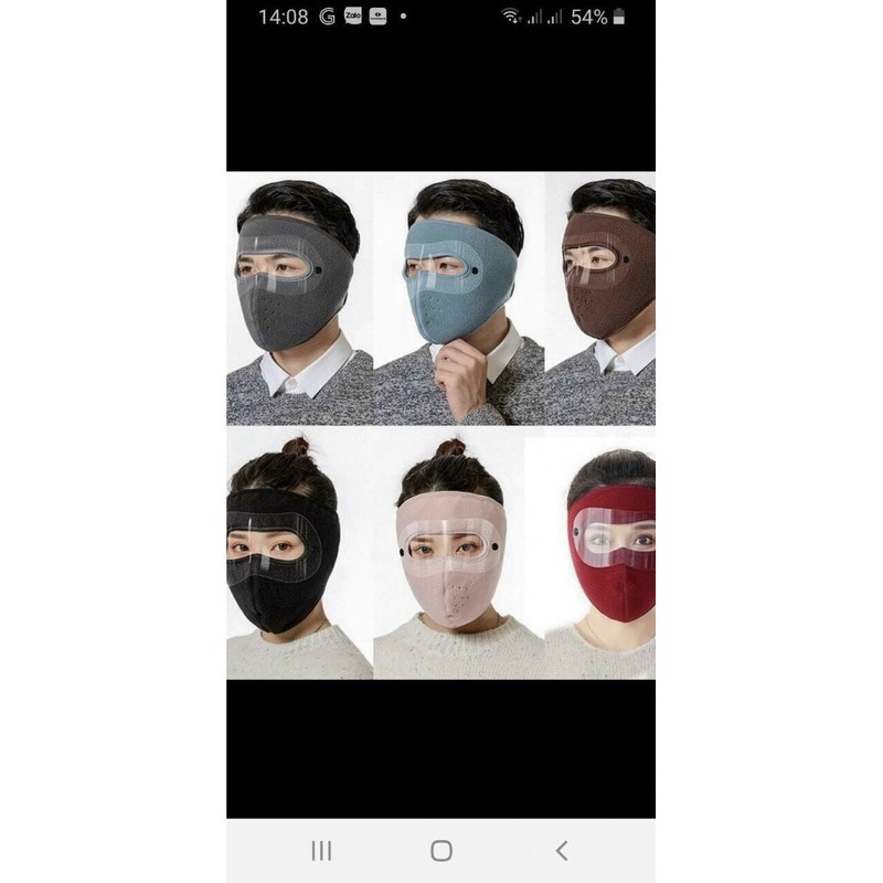[FREESHIP] Khẩu Trang Ninja Lót Nỉ Có Kính Bảo Vệ Mắt