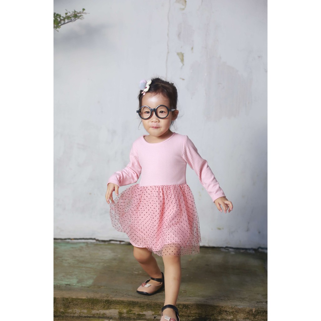 Váy cho bé gái 1-6 tuổi màu hồng, đầm công chúa thu đông, thời trang trẻ em KYNKIDS DH001