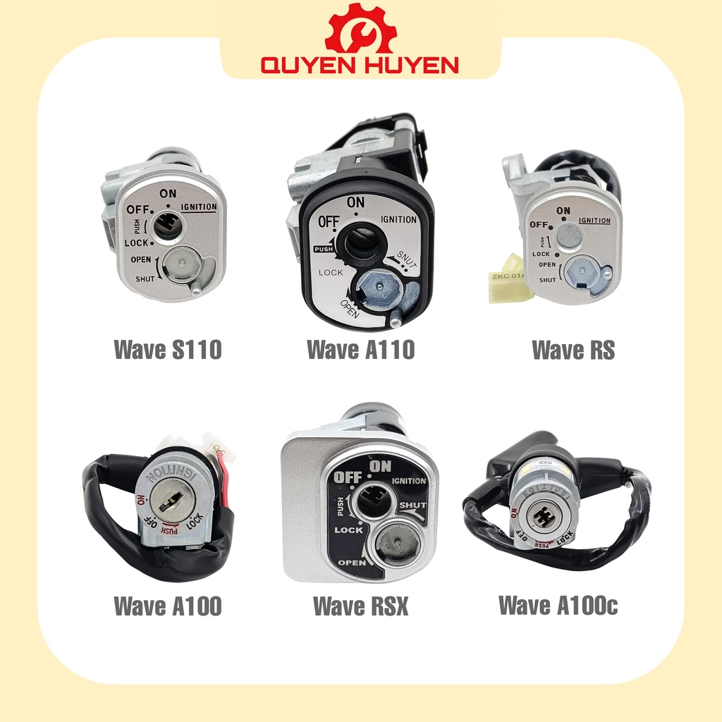 Bộ Ổ khoá xe máy Wave alpha, S, RS, RSX, W100, W110 - Chất lượng cao