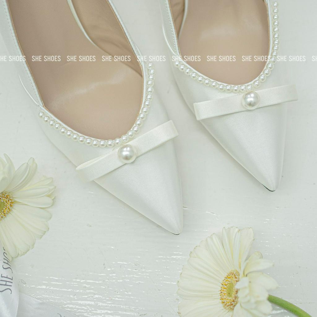Giày cưới ♥️♥️ Giày cao gót trắng cô dâu cao cấp, độc quyền bởi SHE SHOES - GC07027