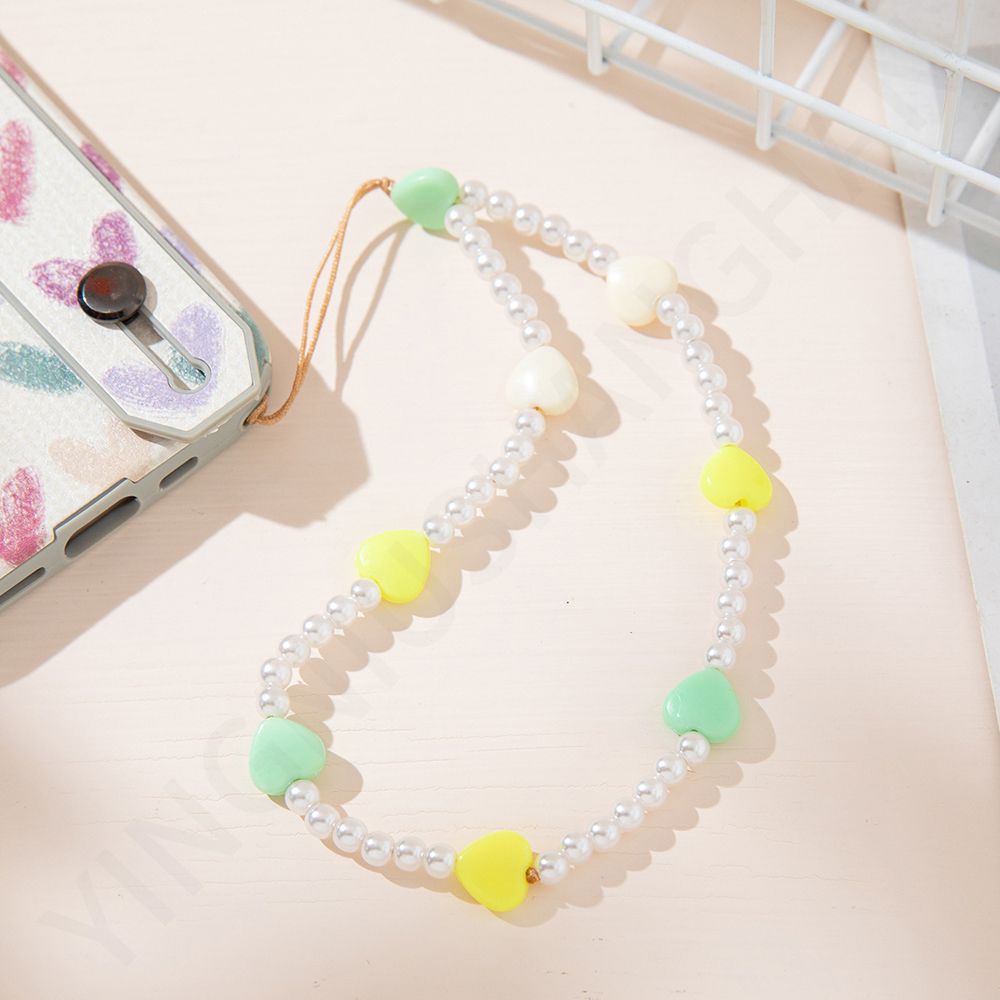 Dây đeo gắn điện thoại di động kiểu chuỗi hạt nhiều màu sắc chống thất lạc