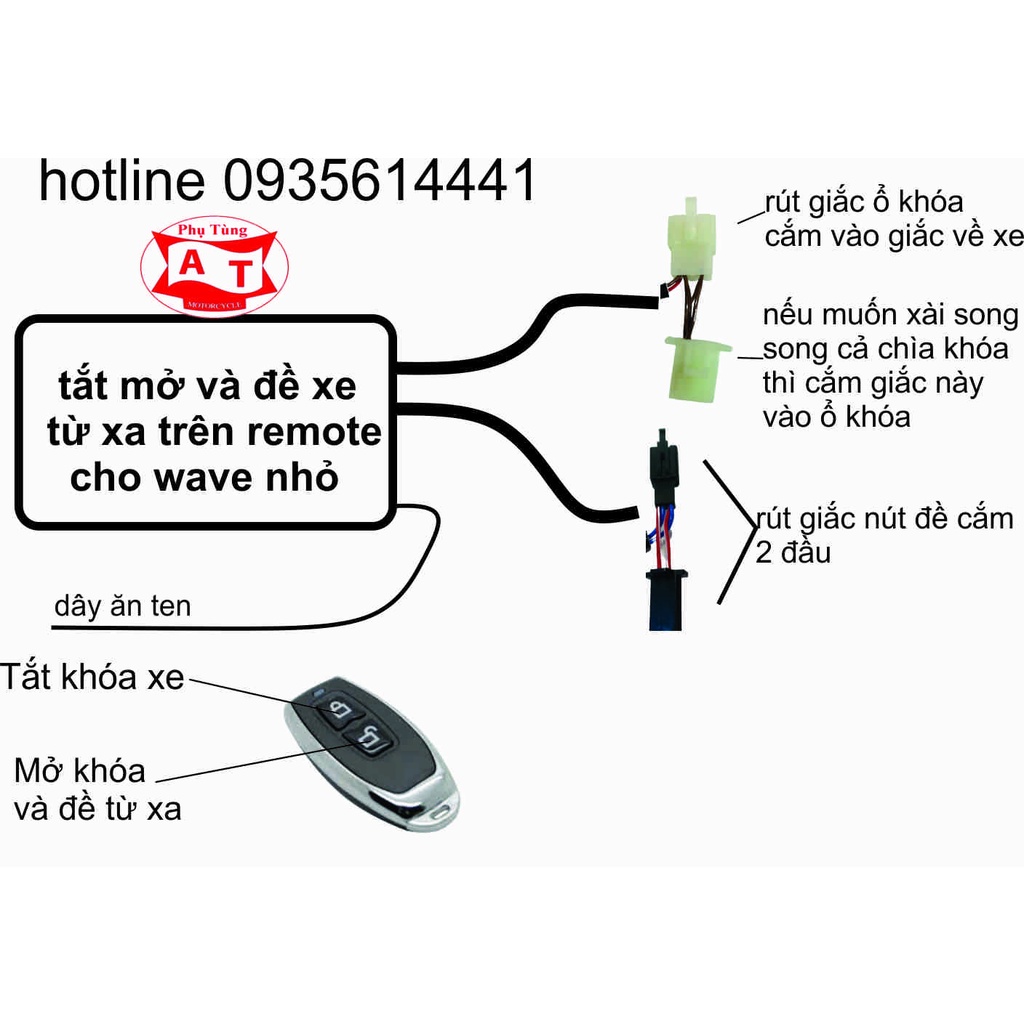 Bộ Mạch Tắt Mở Máy và Đề Xe Từ Xa xe Wave Nhỏ Wave Thái